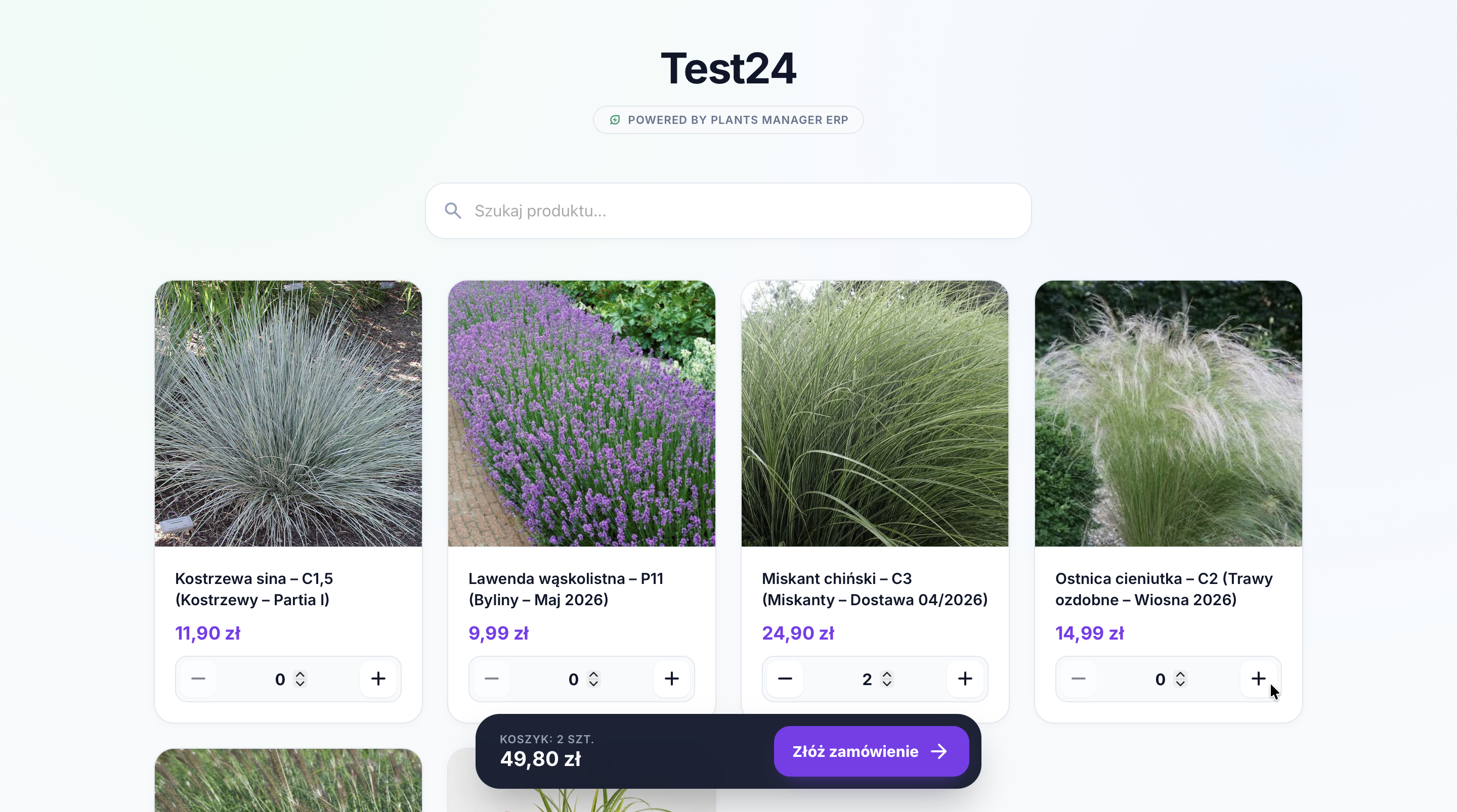 Przestrzeń zakupowa w Plants Manager