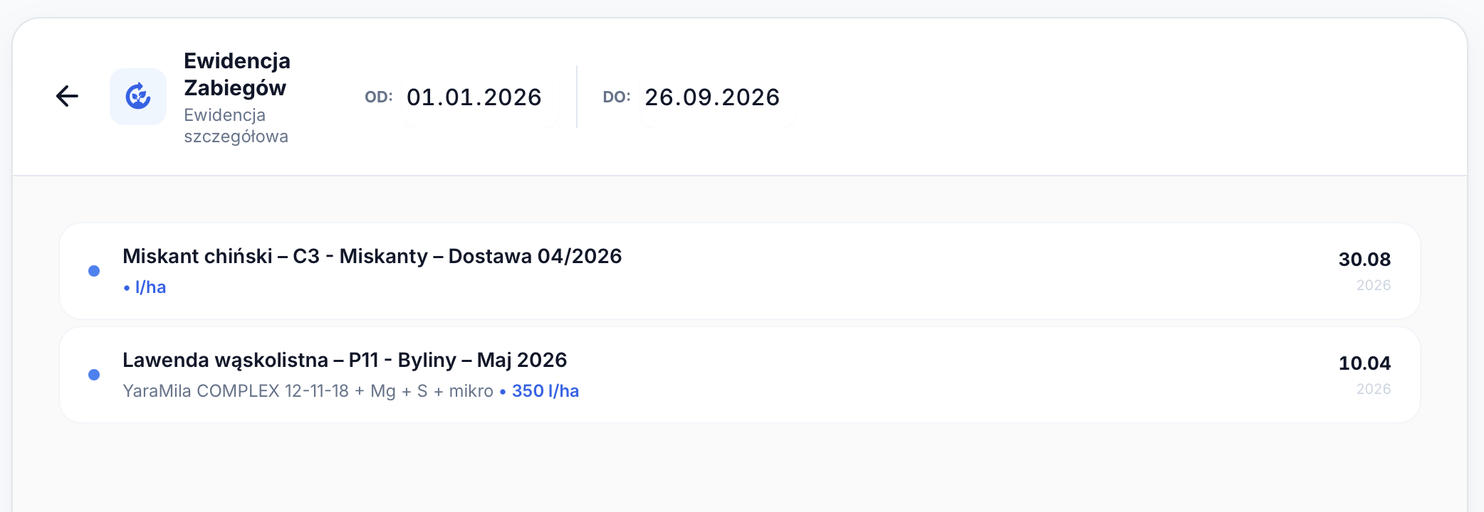 Zabiegi i nawożenie w Plants Manager